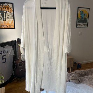 COZY EARTH | White Stretch-Knit Bamboo Kimono Robe